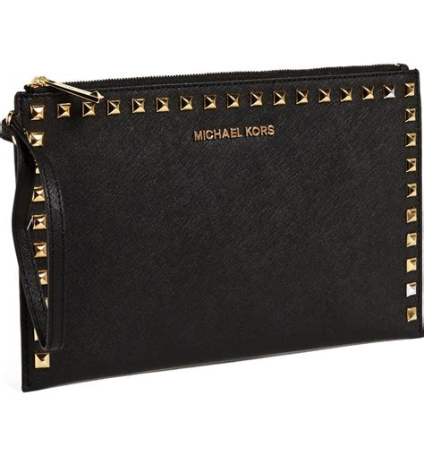 michael kors large selma studded saffiano clutch|Michael Kors selma saffiano.